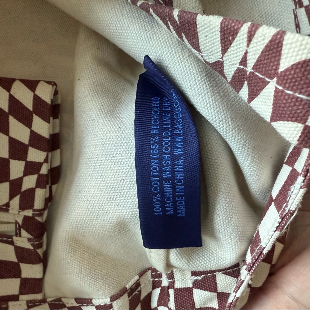 Baggu Canvas Duck Bag Maroon Trippy Checker - Picture 4 of 9